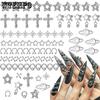 Nail Art Decorations Kit Punk Style Silver Star Planet Cross Designs Nail Art Decor Accessories DIY Craft Making Supplies