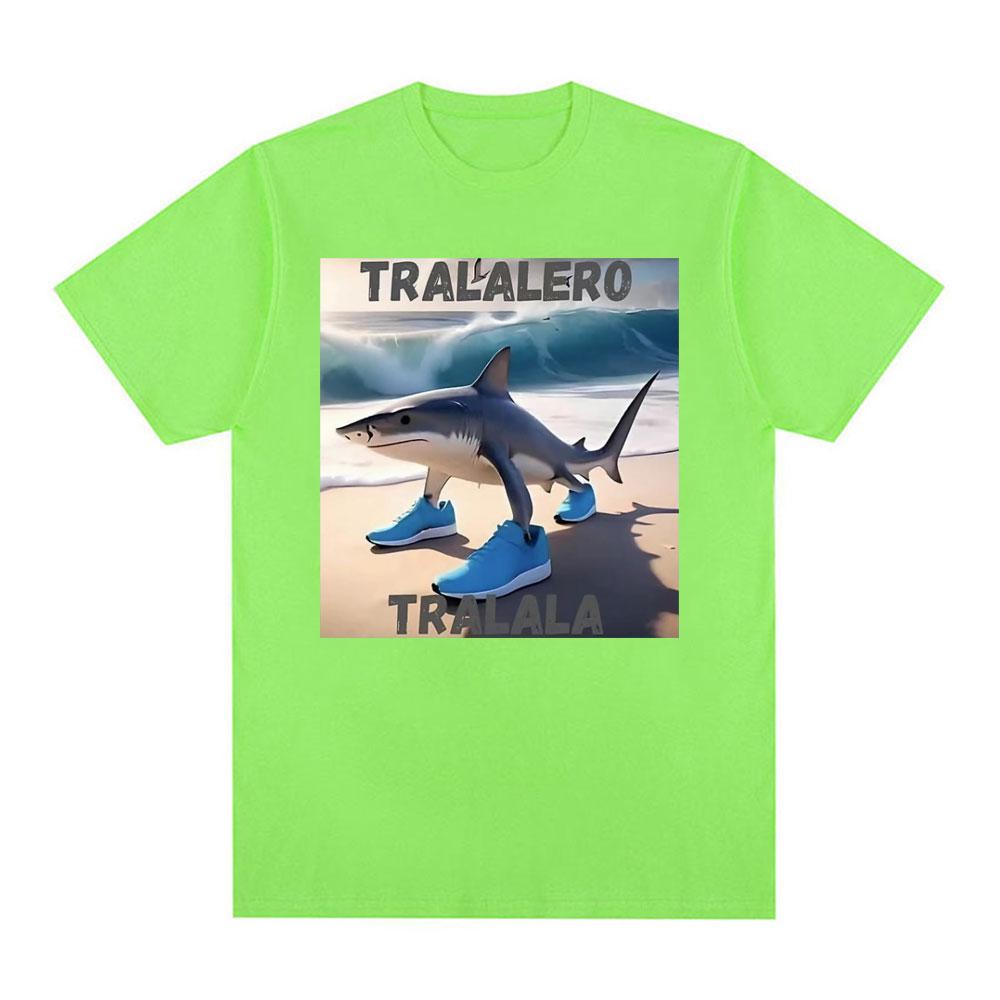 Funny Tralalero Tralala Running Shark Meme Tshirts Unisex Retro Hip Hop Oversized Tshirt Unisex Casual Cotton ONeck T Shirt Tops