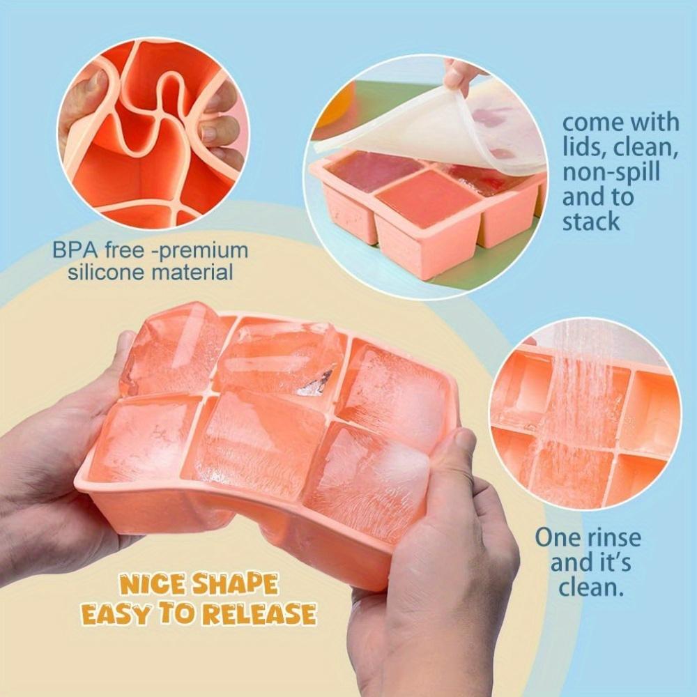 1/2Pcs Large Ice Cube Moulds, Round & Square Ice Ball Maker, Extra Large Ice Cubes Tray, Easy Release Silicone Ice Tray