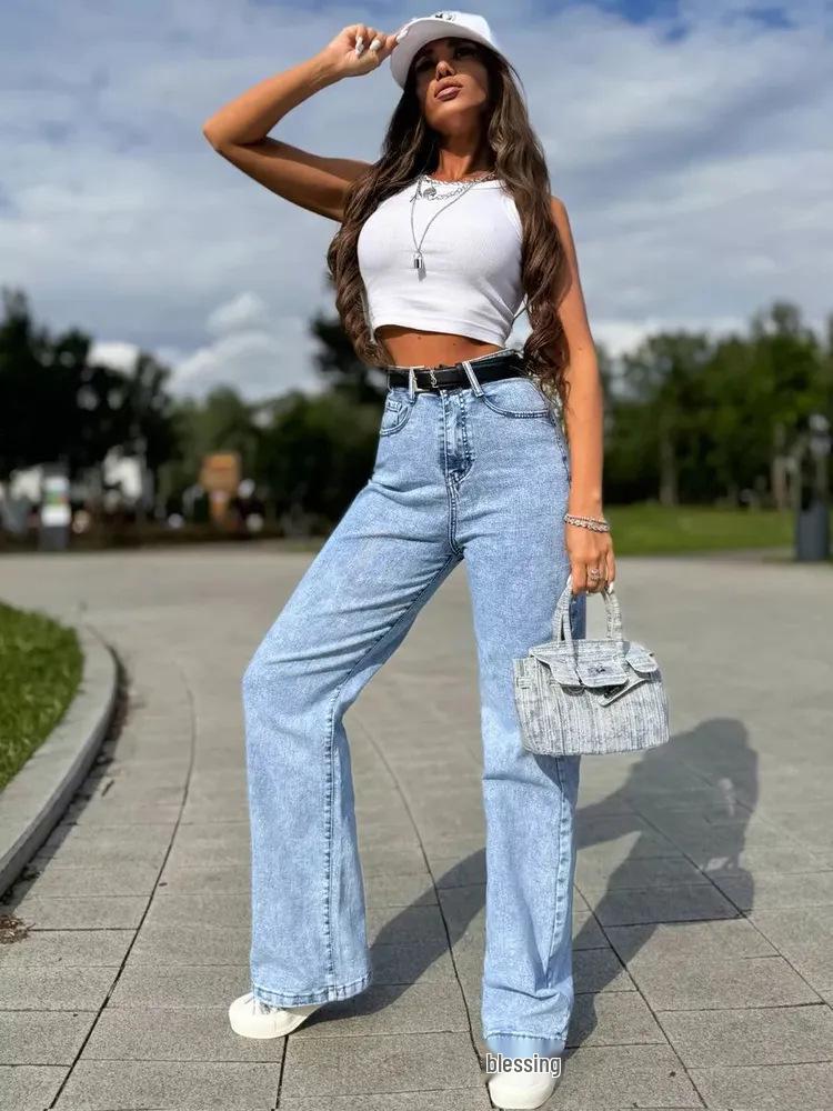 Женские прямые джинсы 2025 – Новый модный дизайн 31 синий