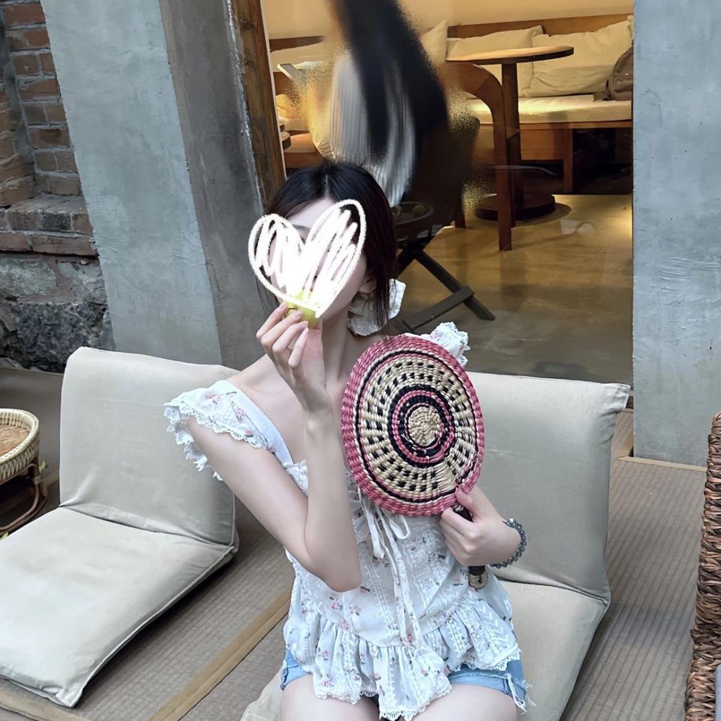 Vietnam Imports Handmade Woven Fans, Sea Grass Woven Fans, Daily Ins Style, African Elements, Wall Decoration, Homestay, Summer