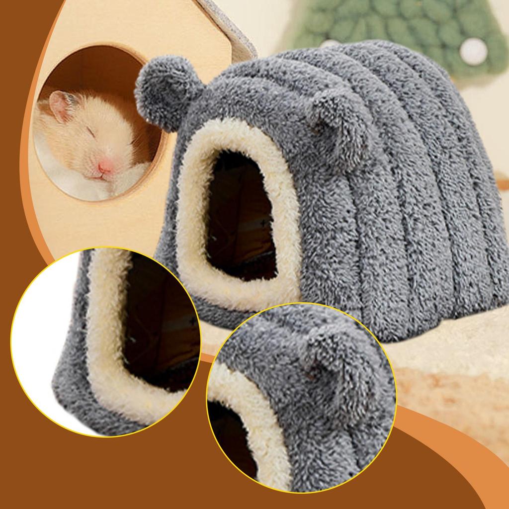 Hamster Bed Hideout House, Anti Slip Cute Plush Small Animals Bed for Hedgehog,
