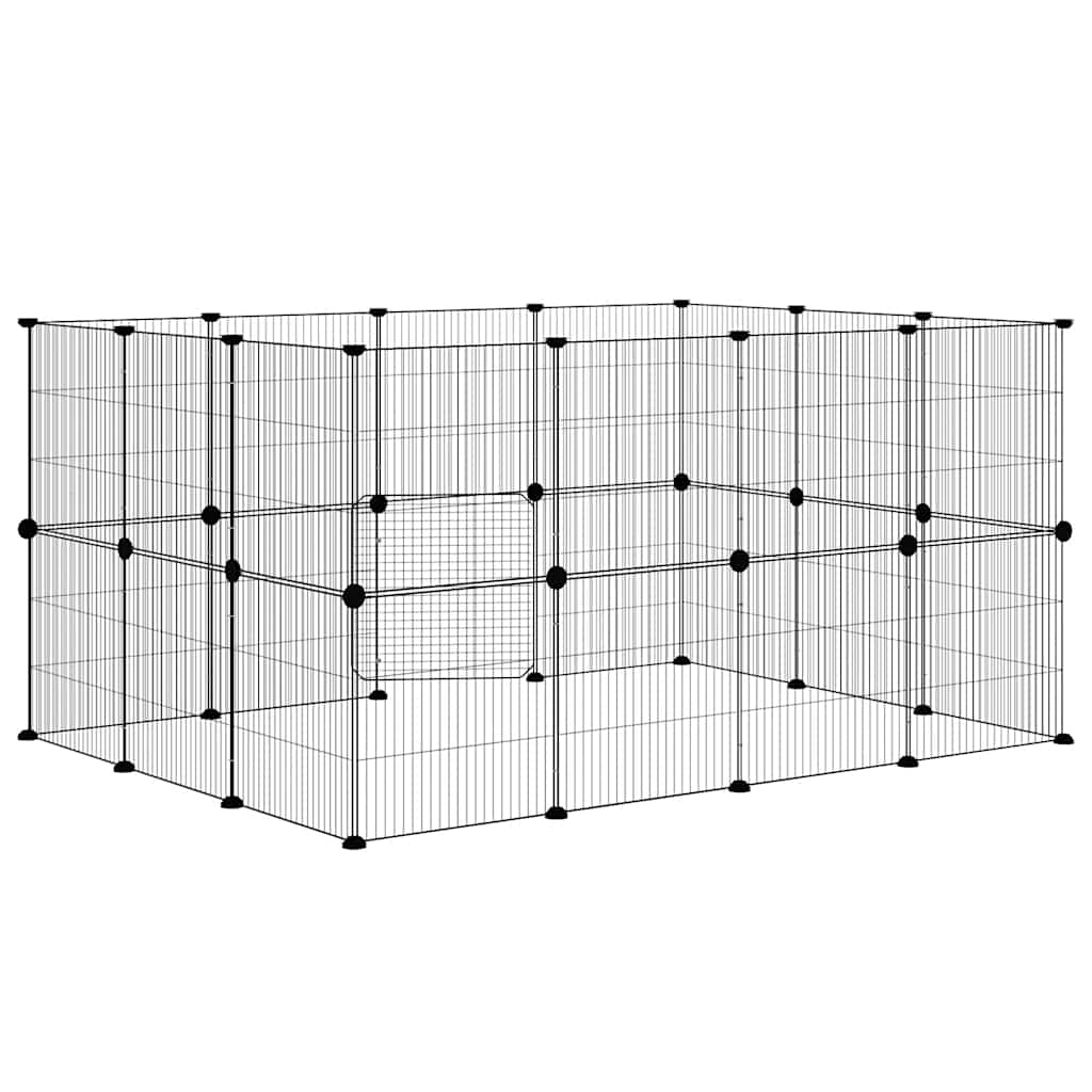 28 Piece Pet Cage with Door Black 35 X 35 Cm Steel