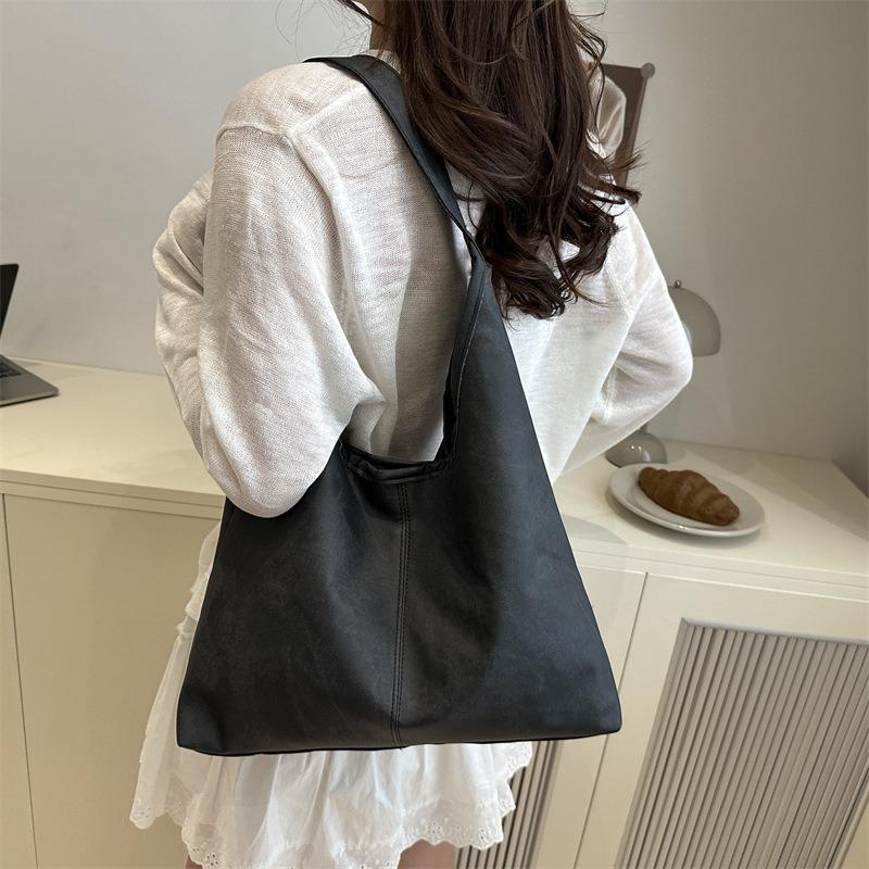 Premium sense large capacity tote bag summer new fashion solid color casual versatile portable shoulder armpit bag