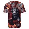 Koszule Męskie z Nadrukiem Lamparta Krótki Rękaw Topy Unisex Streetwear