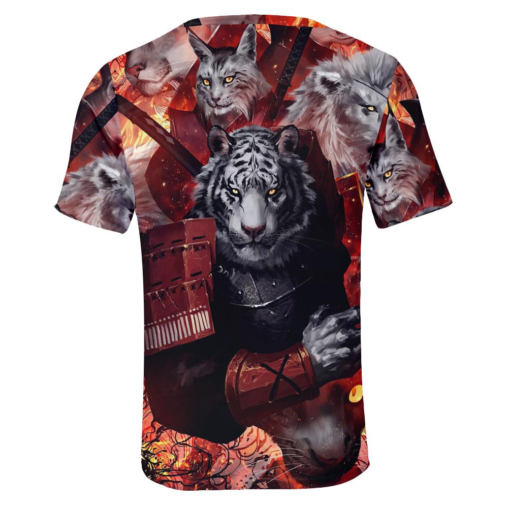 Koszule Męskie z Nadrukiem Lamparta Krótki Rękaw Topy Unisex Streetwear