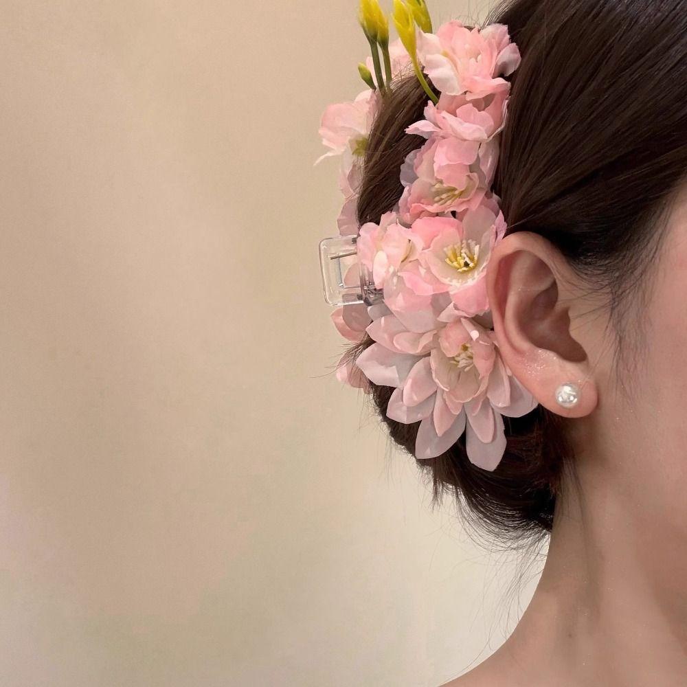 Sakura Hair Accessories Pink Hair Grasp New Flower Hairpin for Bun Side Updo