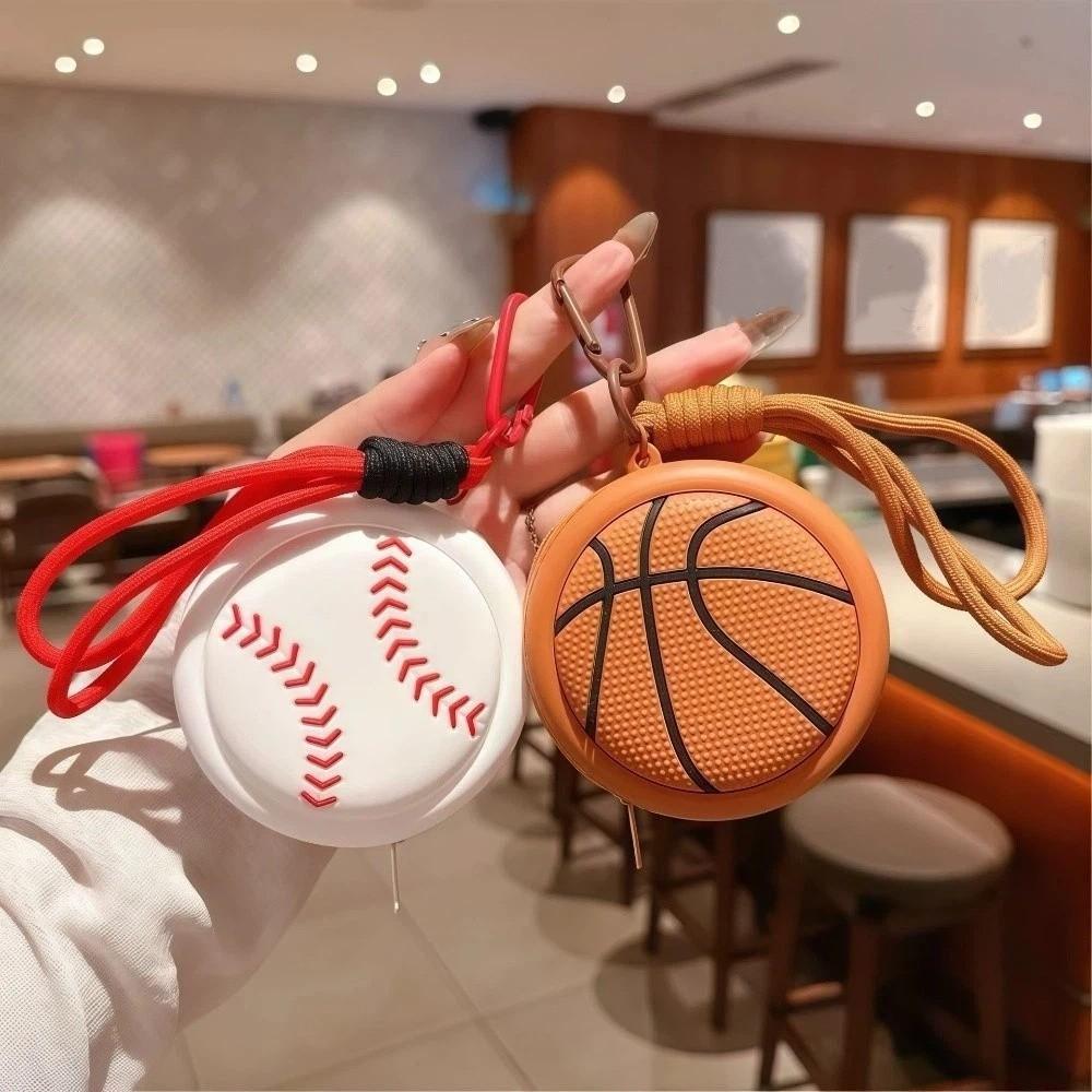 Sporty Ball Shaped Coin Purse Basketball Storage Bag Cartoon Headphone Pouch Daily Storage