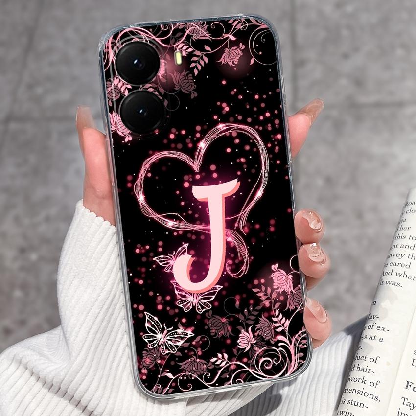 Initial Letter A-Z Fashion Phone Case For Xiaomi Poco X7 X6 X5 X4 X3 Pro C85 C75 C71 C51 C50 Black TPU Soft Silicone Protective Shell For Xiaomi Cover