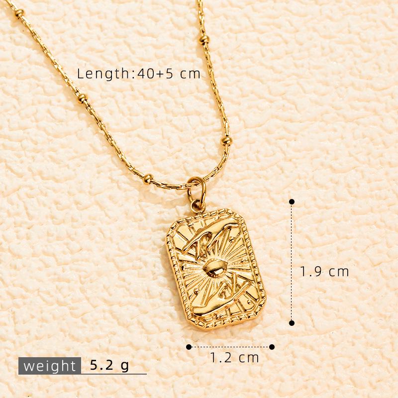 Европейский и американский модный амулет «Звездное небо, мир и удача» Квадратный жетон из нержавеющей стали, ожерелье