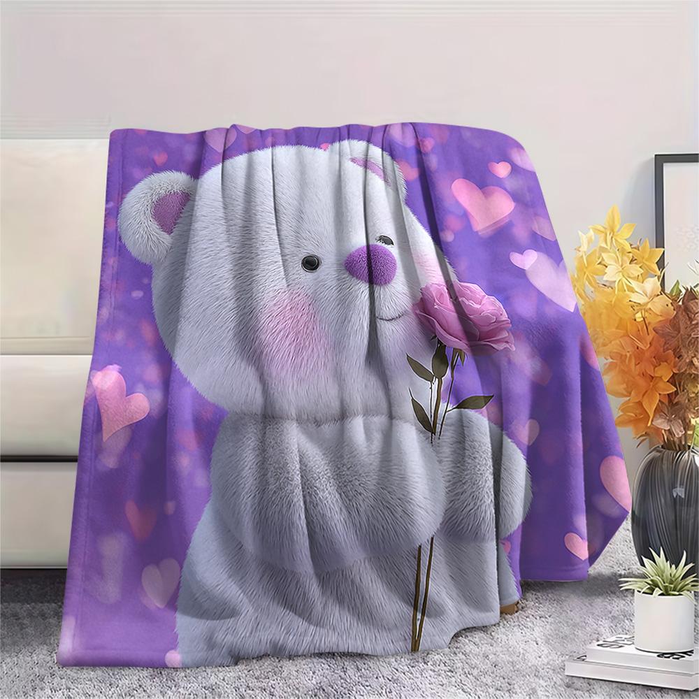 

Bear Doll Print Flannel Blanket, High quality Comfortable for All Seasons, Home Decor, Warmth and Comfort, Perfect for Christmas Gifts 80cm x 120cm