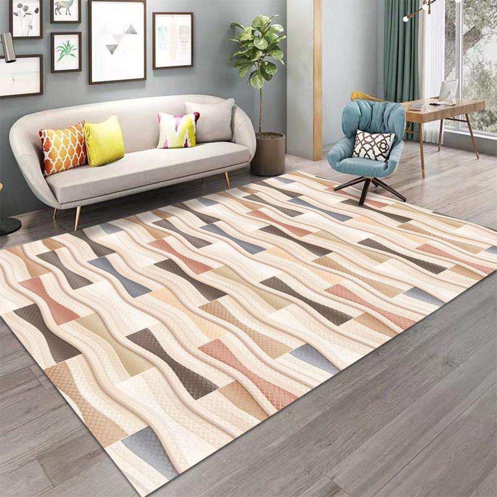 Modern Geometric Pattern Carpet Anti Slip Machine Washable Floor Mat Living Room Bedroom Office Decoration Washable Carpet