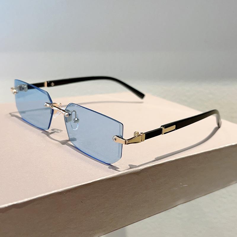 Retro Sunglasses Men Brand Designer Fashion Rimless Sun Glasses Cutting Lens Ladies Frameless Eyeglasses Uv400 Shades