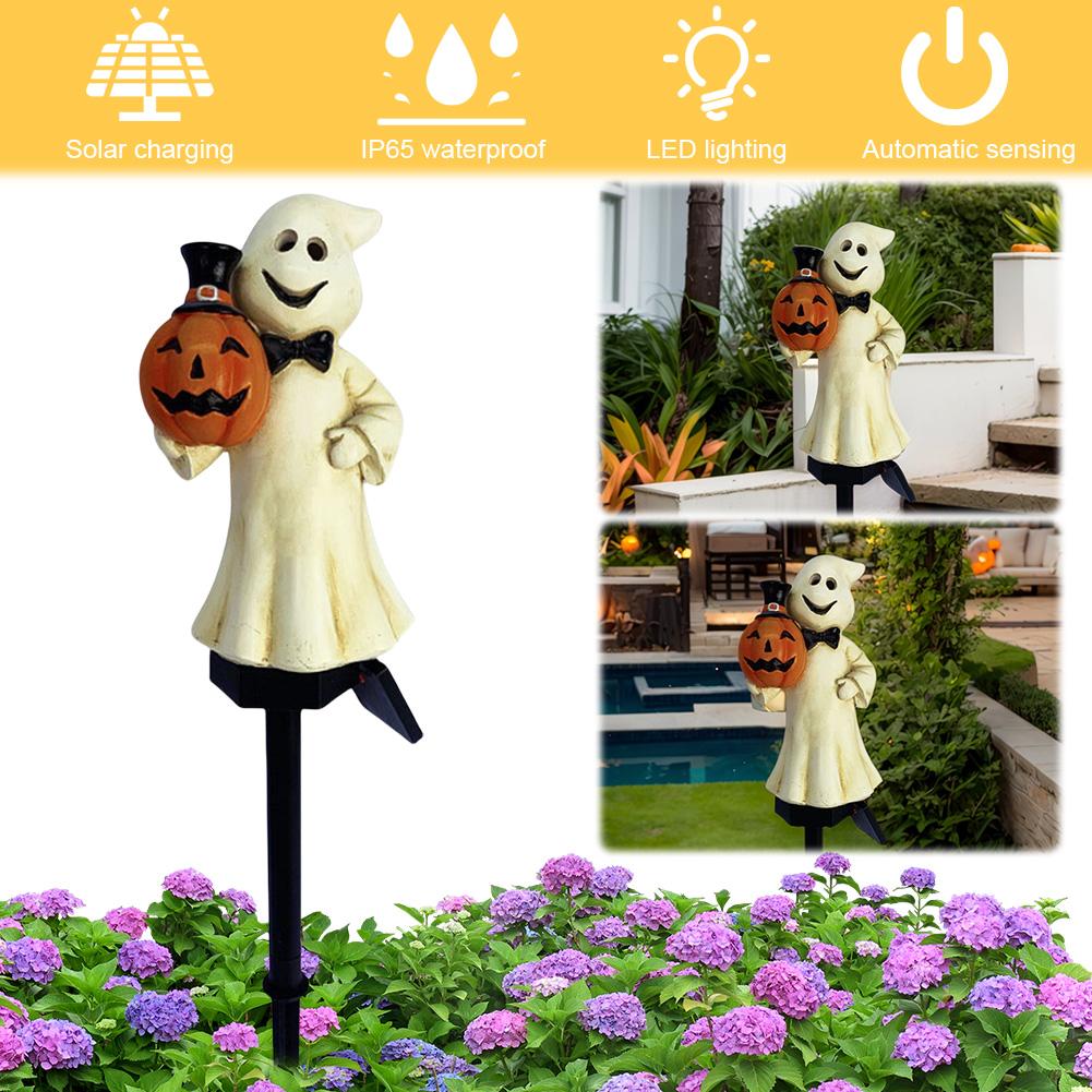 Outdoor Halloween Ghosts Pathway Light Waterproof Solar Ghost Lawn Stake Lamp for Garden Yard Pathway Party Decoration