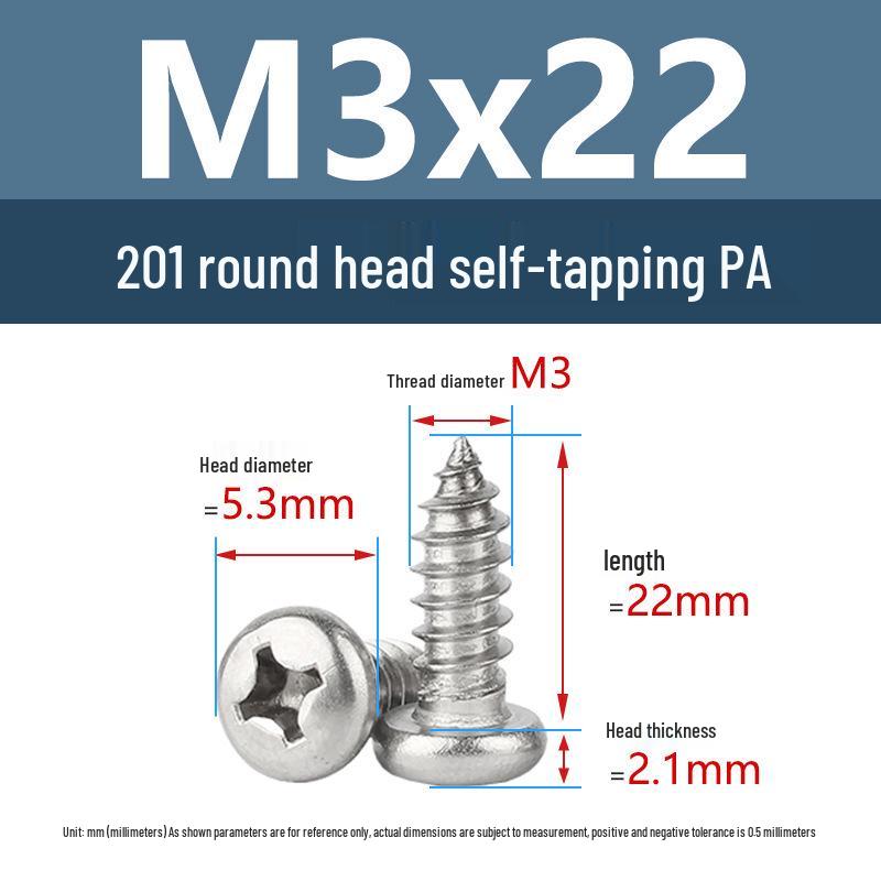 Yigu Yigu 201 Stainless Steel Phillips Round Head Self-Tapping Screws M1.7-M6