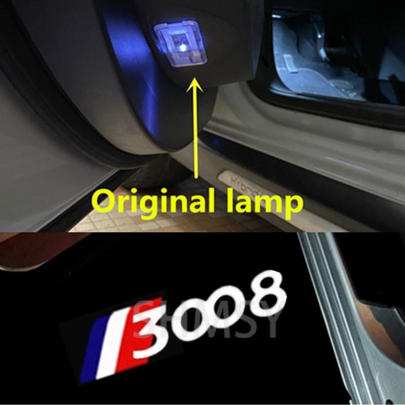 

2026 Hot Car Sticker 2Pcs LED Car Door Welcome Light For Peugeot 3008 2008 2009 2010 2011 2012 2013-2016 Projector Ghost Atmosph