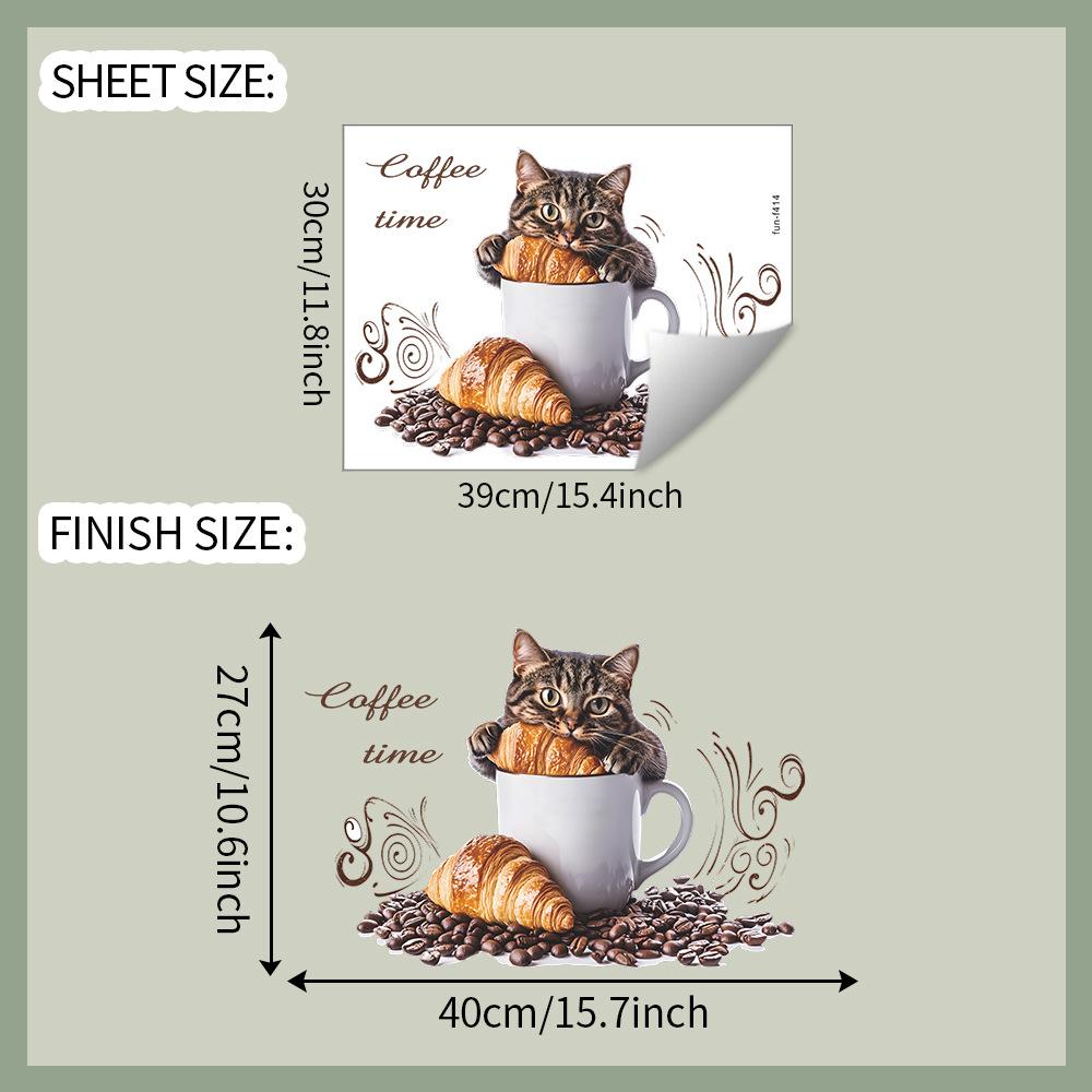 

Милый Кот Хлеб Кофейное Зерно Ресторан Кофейня Фон Украшение Наклейки на Стену