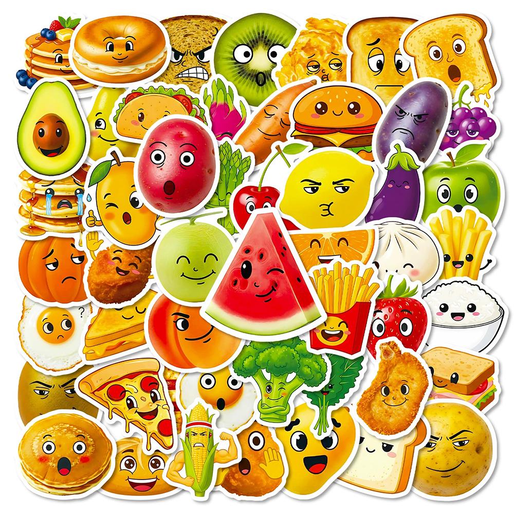 10/30/56pcs Funny Cute Creative Food Meme Stickers Kawaii Fruit Rice Bread Cartoon Sticker Fridge Phone Suitcase Decals Toy Gift