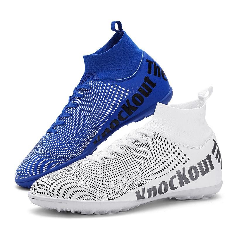 503 Football Shoes Children Boys Girls Teenagers With A High Top Fly Weave Leather Surface HG Long Nails FG Broken TF Flat Bottom Training