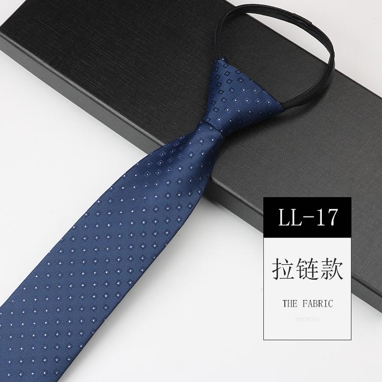 Tie Men'S, Business Zipper Work Security Shirt Striped Red Blue 8Cm Knot Free Easy To Pull