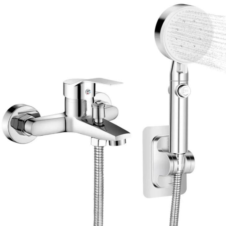 All-Copper 3-Function Shower Faucet Set with Bathtub Switch and Zinc Alloy Hot/Cold Mixer Valve