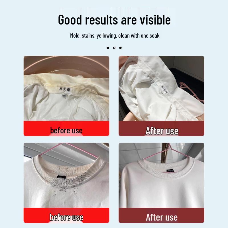 No-Rub Bleach for Whites: Stain Remover, Color Restorer, Anti-Yellowing, Clothes Whitener.