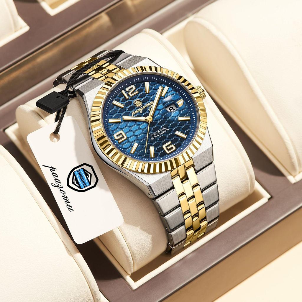 Luxury Business Men Wristwatch Waterproof Luminous Date Military Man Watch Stainless Steel Fashion Men's Quartz Watches