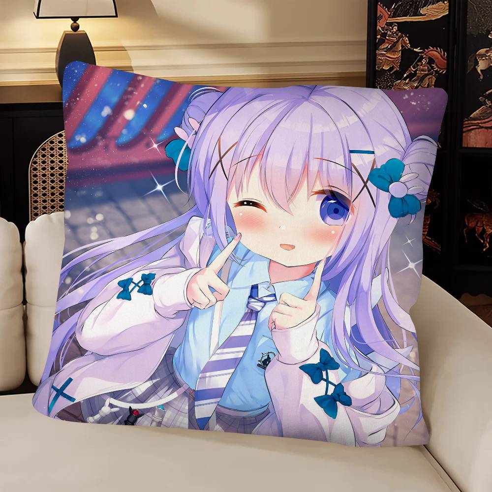 Anime Kafuu Chino Pillow Case Fashion Square Pillowcase Bedroom Sofa Room Ins Decoration Leisure
