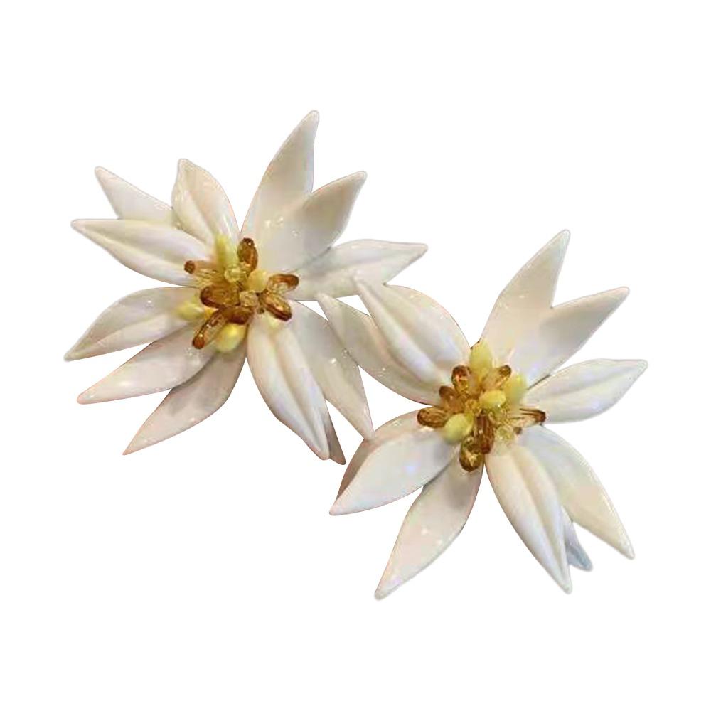 Exaggerated Red Flower Earrings Vintage Statement Earrings Party Holiday Jewelry  for Women & Girls