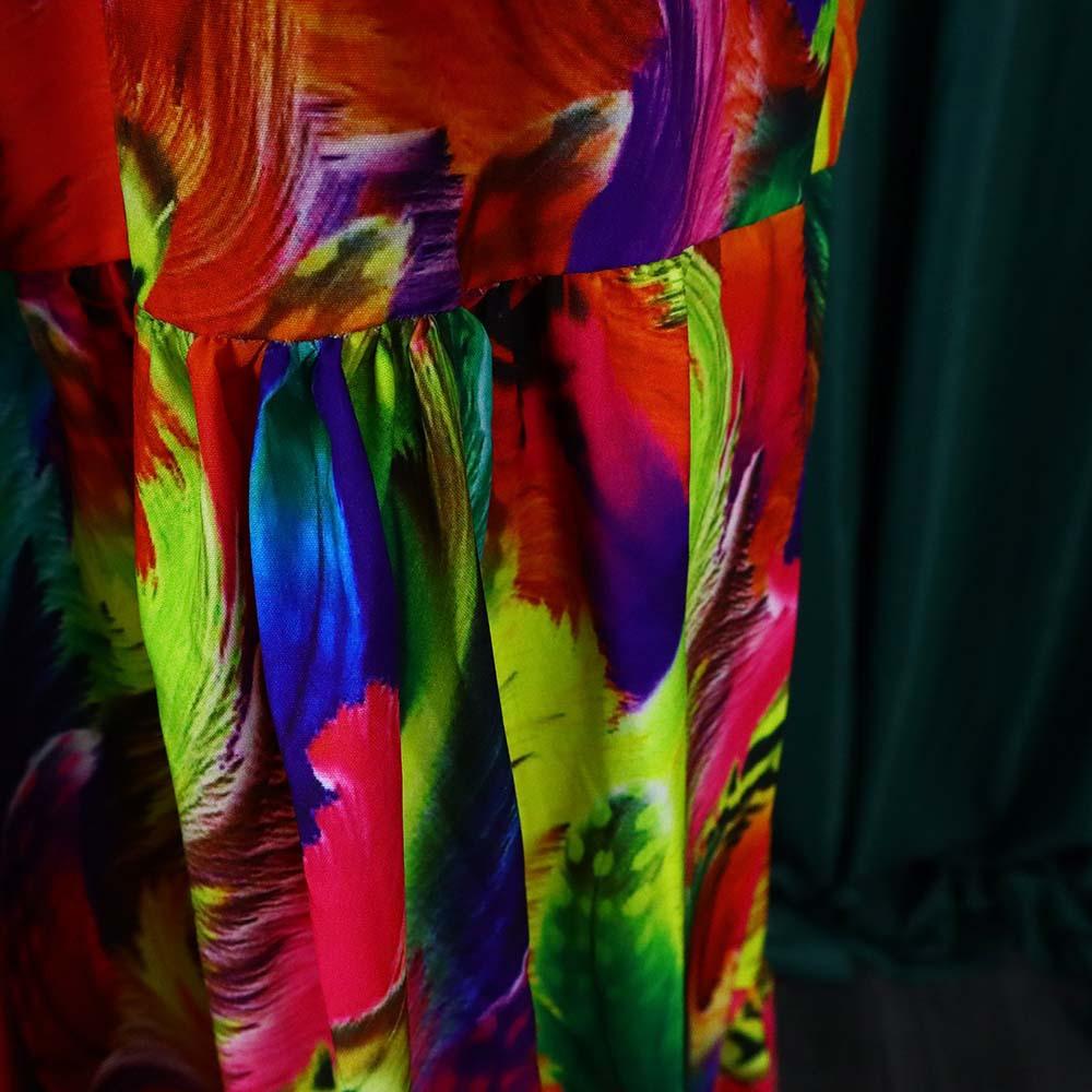 Women's Sexy Spaghetti Strap Colorful Print Maxi Dress, Backless Cut Out High Waist Tiered Beach Vacation Evening Party Gown