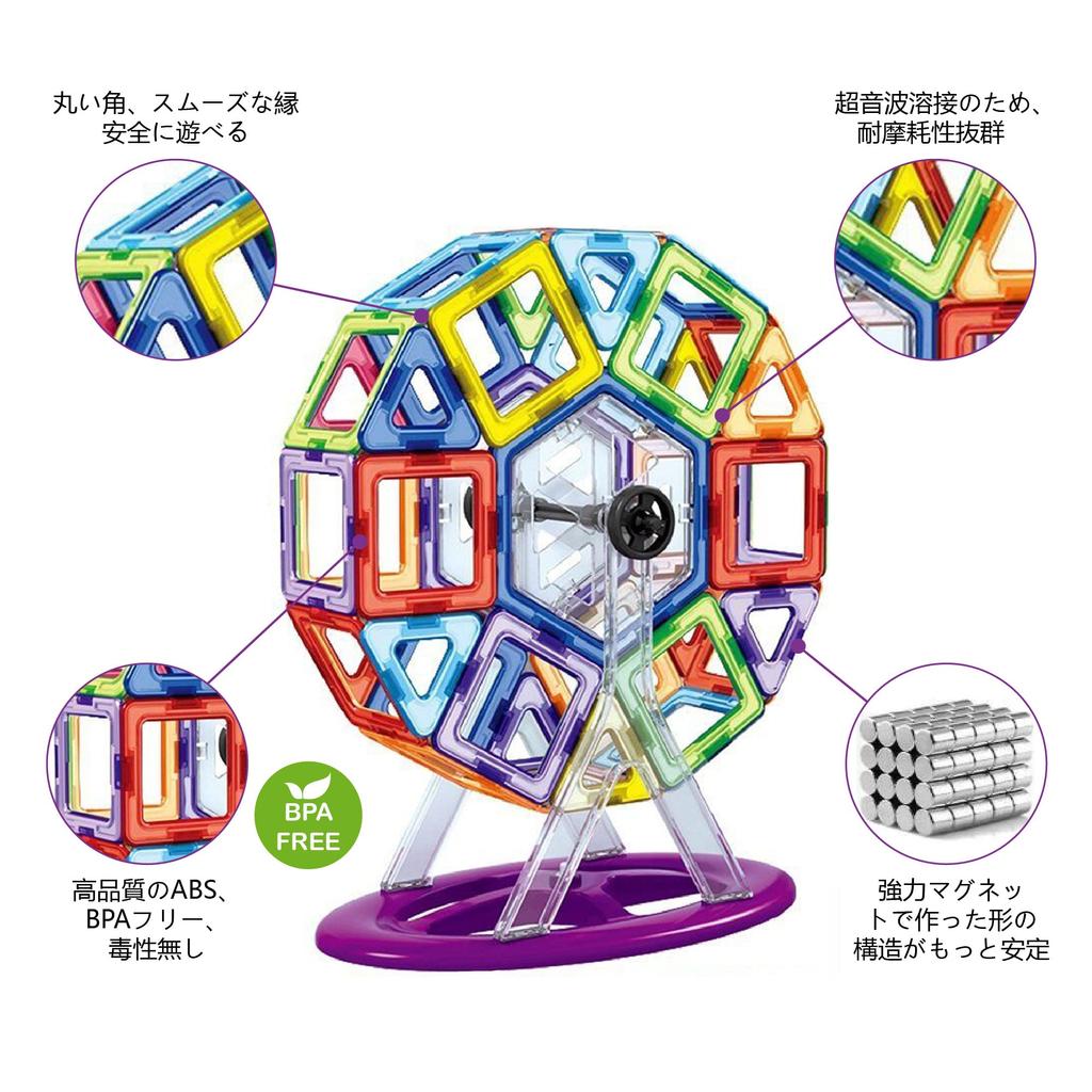 Jasonwell 133-teiliges Magnetspielzeug, Magnete, Lernspielzeug für Kleinkinder und Mädchen, japanisches Paket, 3D-Puzzle, Spielmodell, DIY-Gebäude