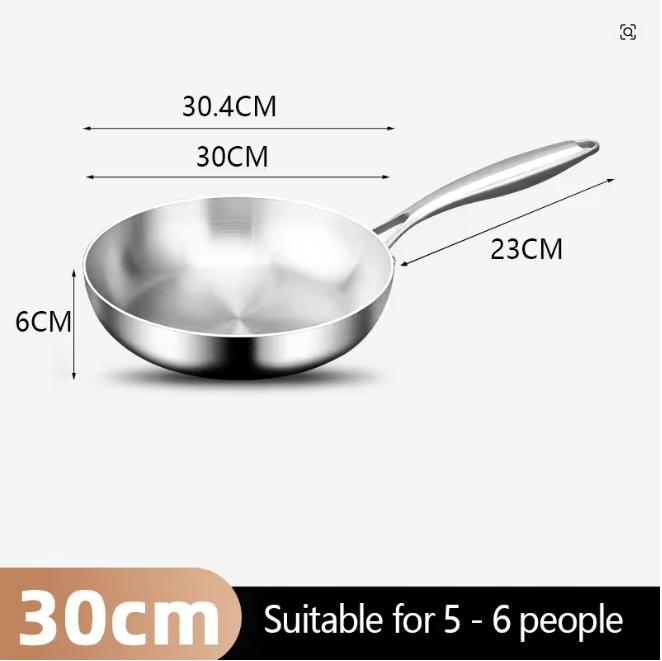 316 Stainless Steel Pan Set - Wok Non-Stick Pan Fried Meat Pot Coating-Free for Kitchen Utensils for Gas Stove Induction Cooktop