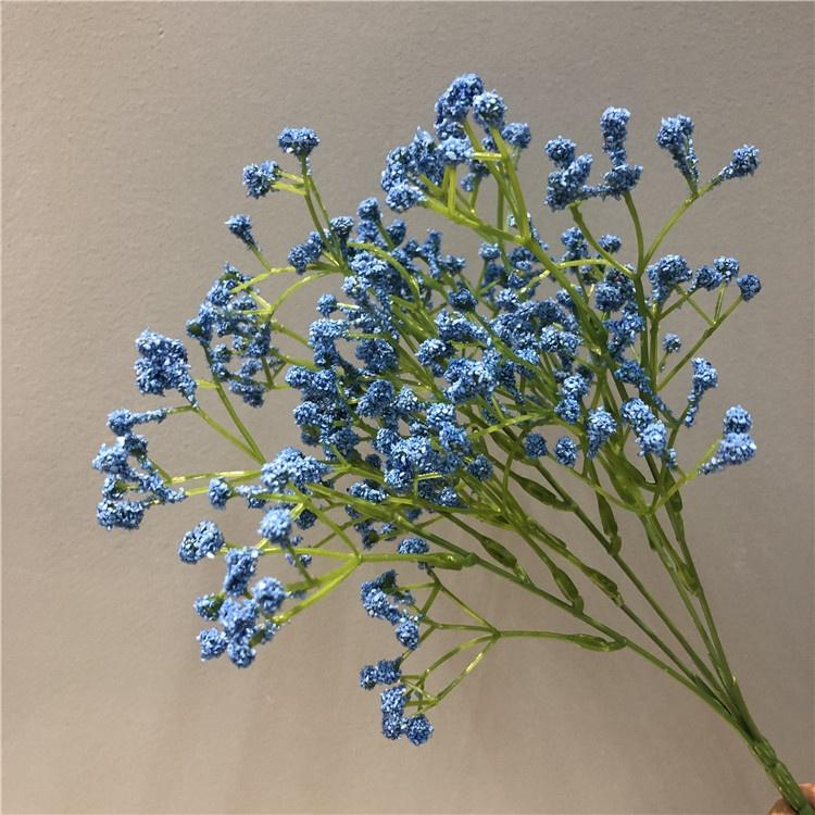 

5 вилок Искусственный цветок Гипсофила Белый для свадебных фотографий Реквизит для домашнего декораУкрашение дома Искусственный цветок синий