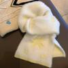 High-quality atmosphere blue snowflake scarf women's autumn and winter Korean sweet mink velvet knitted warm neck scarf