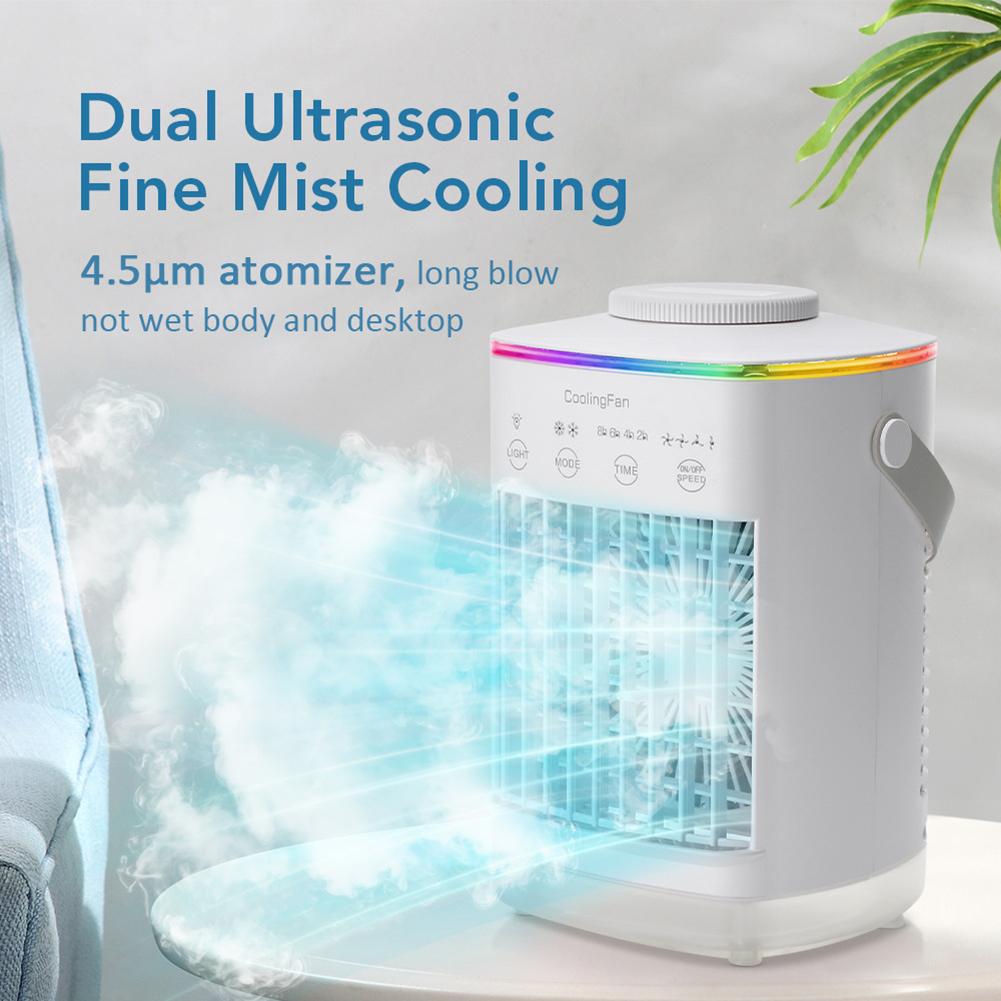 

Portable Airs Cooler Multifunctinal Airs Humidifier Fan 7 LED Light 4 Speed Adjustable Wind Speed Fan For Bedroom Living Room China Mainland