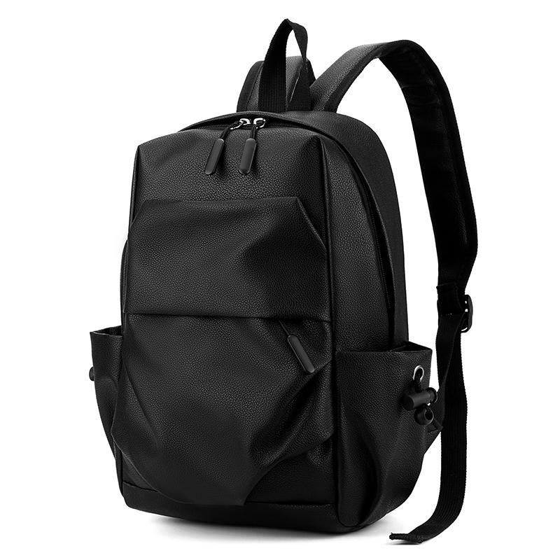 Fashion Solid Color High-Quality PU Leather Men's Backpack   Hombre Backpack Men School Bag