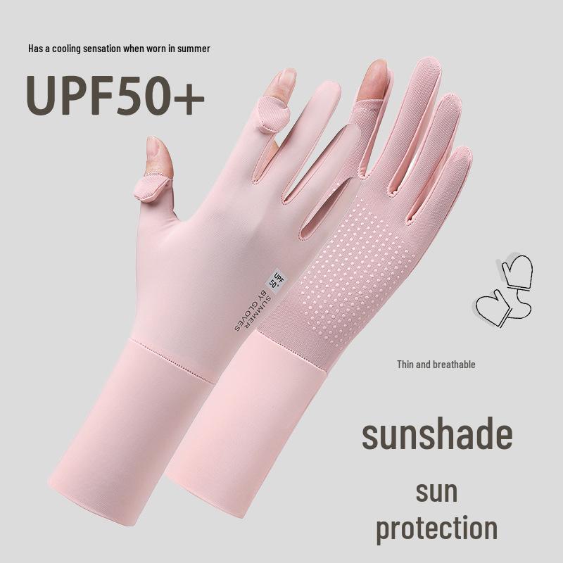 Women's Ice Silk Sun Protection Gloves - Extended, Breathable, Anti-UV, Non-Slip Cooling Sleeves with Flip-Top