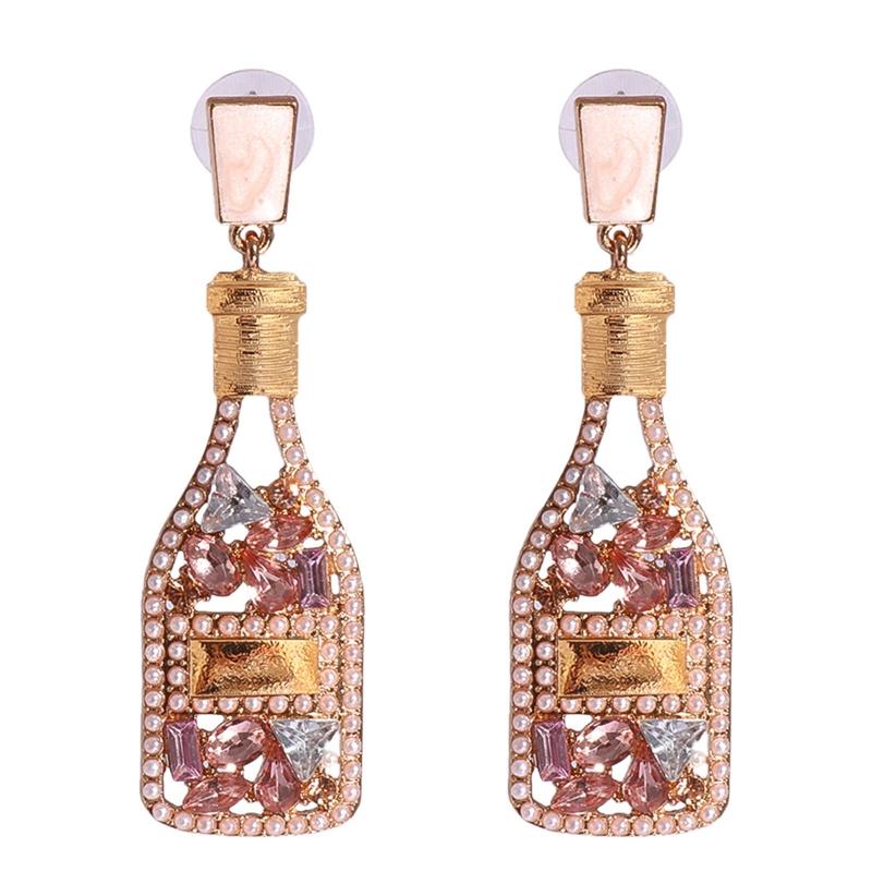 Christmas Pearl Crystal Dangle Earring Wine Bottle Earring Luxury Drop Earring Fashion Xmas Jewelry Accessory for Women 1