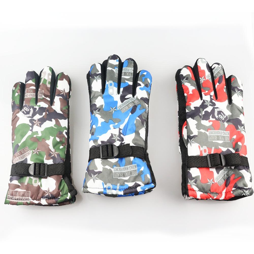 Ski gloves 78 autumn and winter warm gloves riding non-slip waterproof camouflage ski gloves velvet cotton gloves