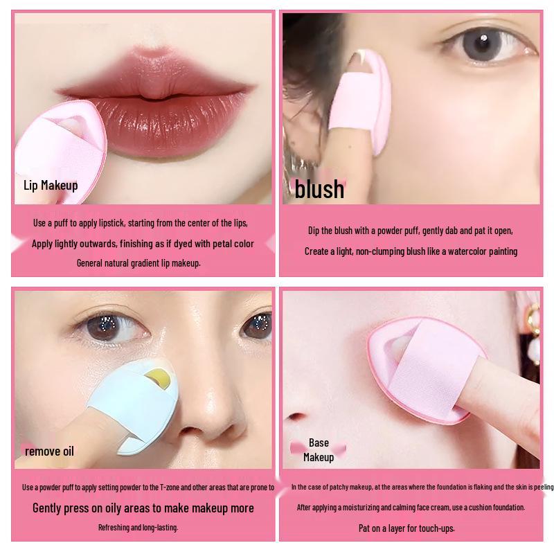 Honey Bundle Mini Finger Puff Concealer Sponge – Dual-Use Wet & Dry, Portable and Precise Setting Tool