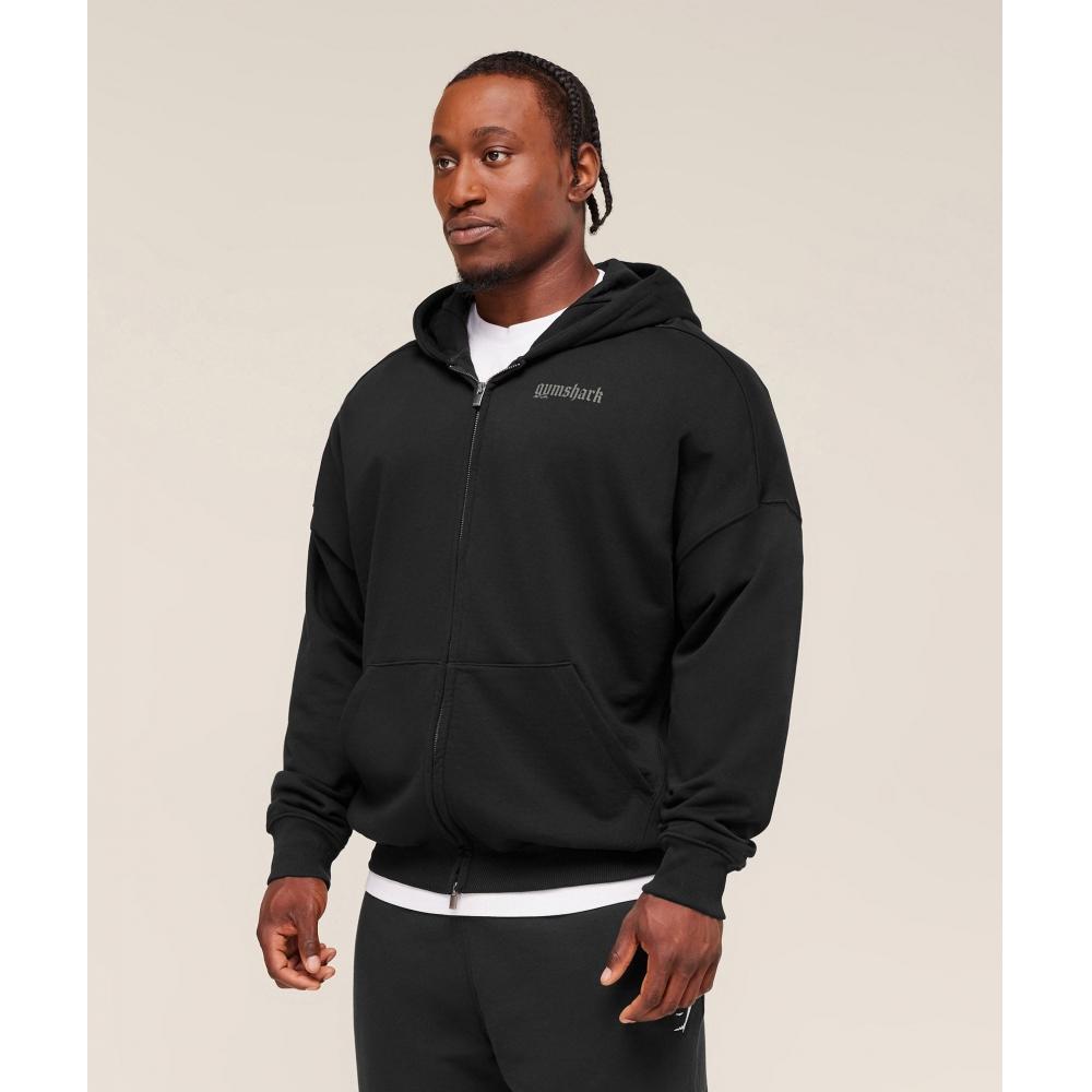 Gymshark Olde English Zip Up Hoodie Black A3b6w Bb2j