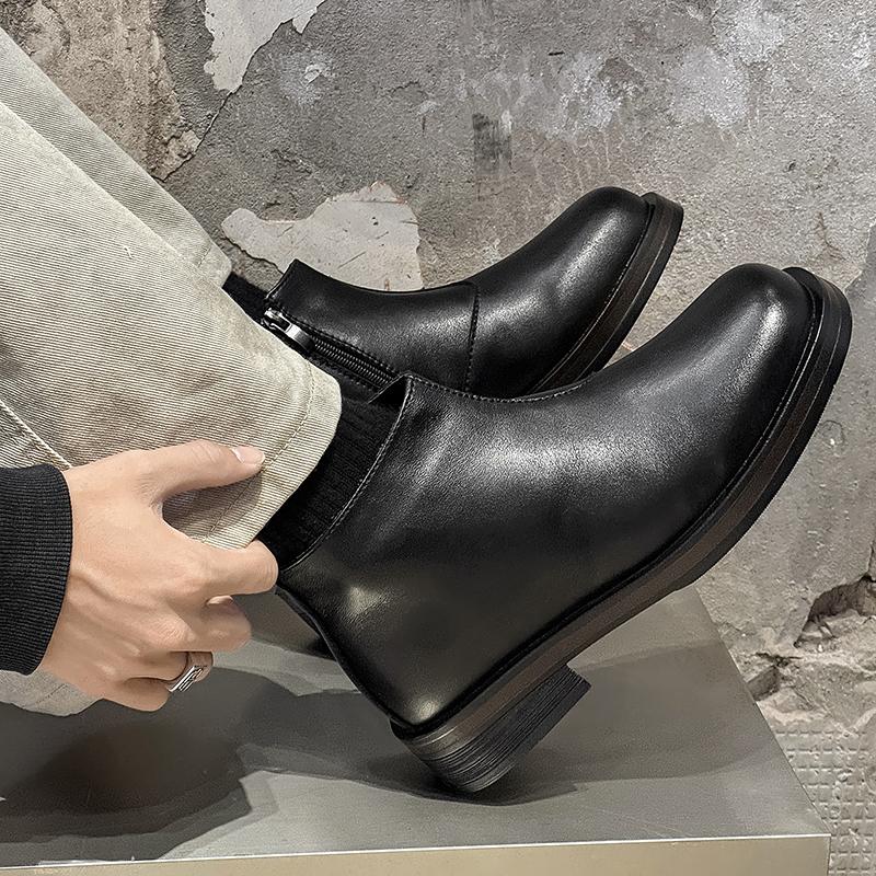 Fashion New Retro Men's Zipper Ankle Boots For Autumn And Winter Classic And Durable Flat Boots Comfortable Side Zipper Walking Boots