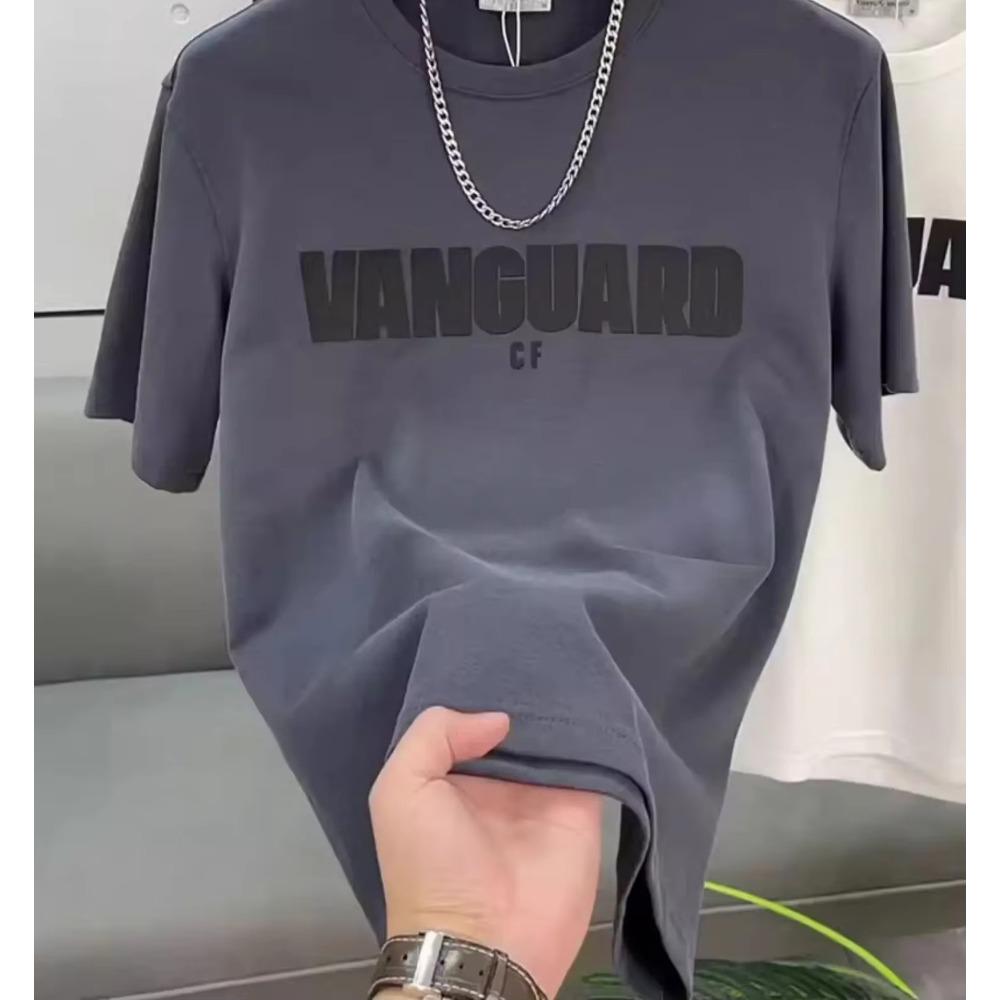 Summer Fashion Heavyweight Retro Men's English Letters 100% Cotton Printed Round Neck High-quality Casual Fitness Street T-shirt