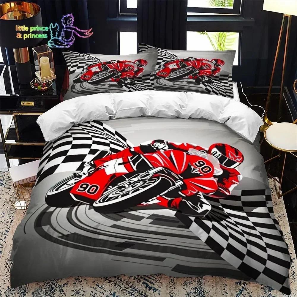 Motorradfahrer 3D Bettbezug Bettwäscheset Bettdecke Leinen Kissenbezüge Heimdeko Einzel Doppel Twin King Queen