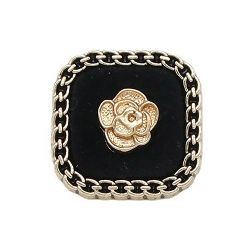 6Pcs Round Flower Shape Metal Luxury Brand Sewing Buttons Clothing Accessories Handmade Diy Material Decoration Gold Black  Blue