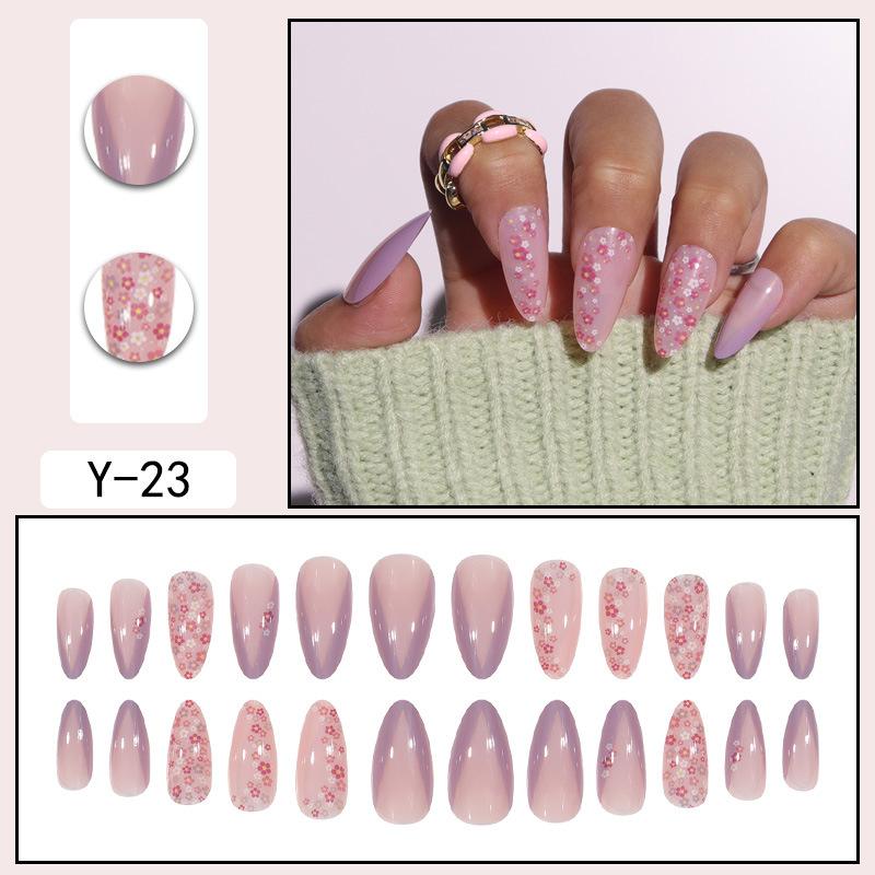 Y1 Fake Nail Sticker Wearing Nail Finished Nail Piece Removable Blush Nail Girl Cat Eye Gradual Change Nail Patch