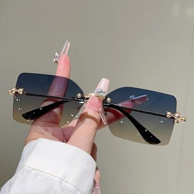 Rimless Square Sunglasses Men Vintage  Fashion Gradient Outdoor Casual Shades Women Trendy Brand Design Sun Glasses