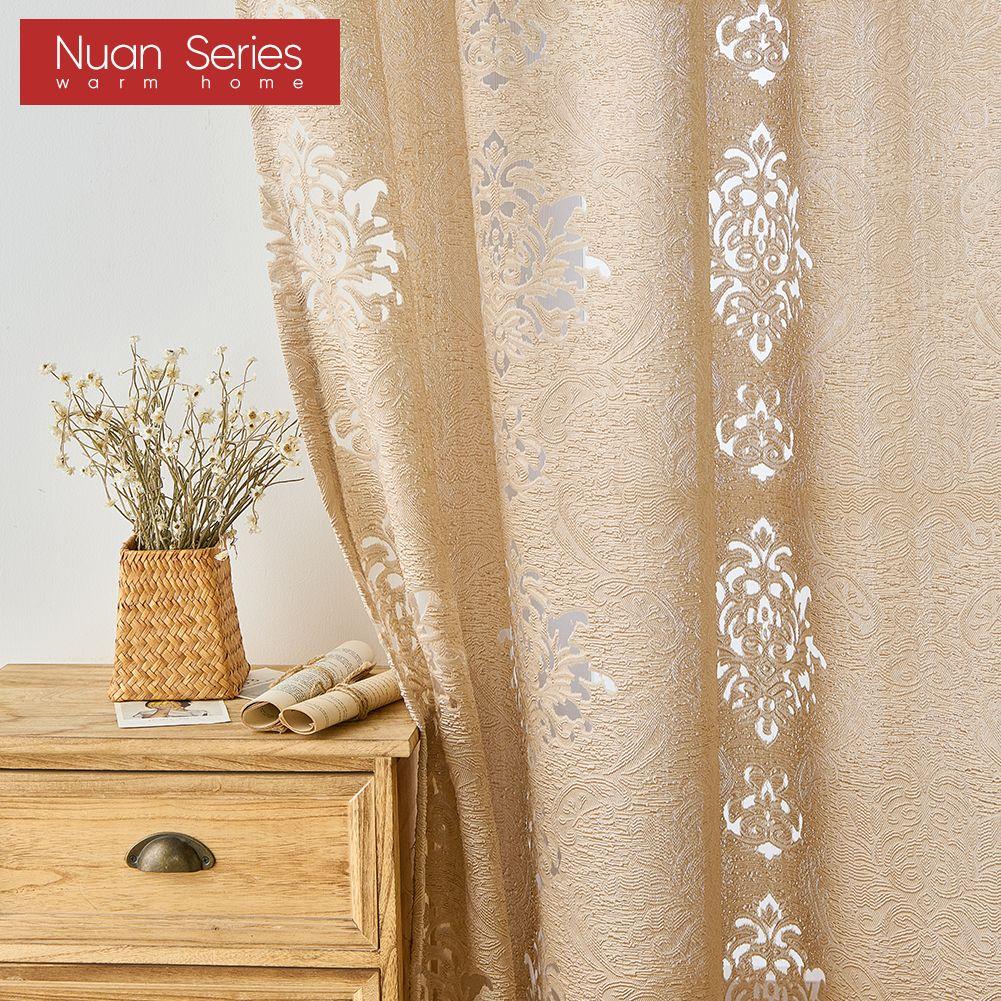 1PC Nuan Series 10% Blackout Fashionable Classic Tulle Versatile Jacquard Sheer Curtain for Kitchen Living Room Bedroom Balcony Window Home Decor