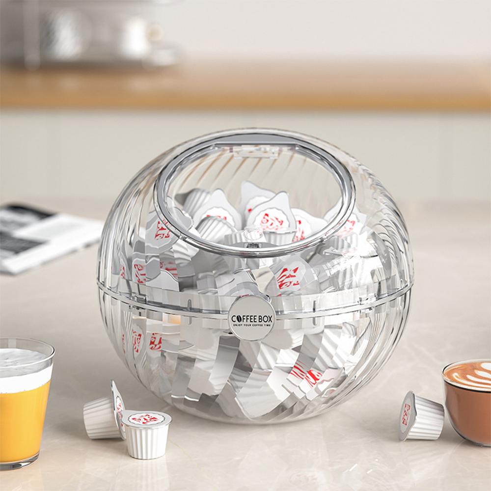 Creative Desktop Transparent Capsule Coffee Press Storage Container Multi-purpose Candy Chocolate Tea Sealed Storage Box