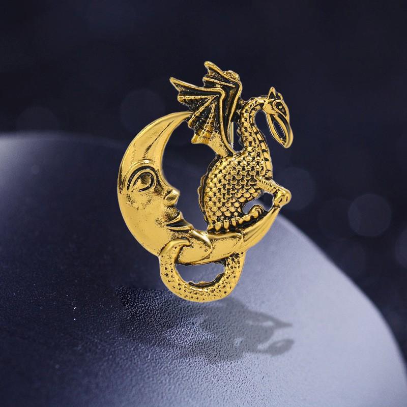 Retro Oil Drip Cartoon Dragon Shape Brooch Zodiac Personality Suit Coat Accessories Pin Jewelry